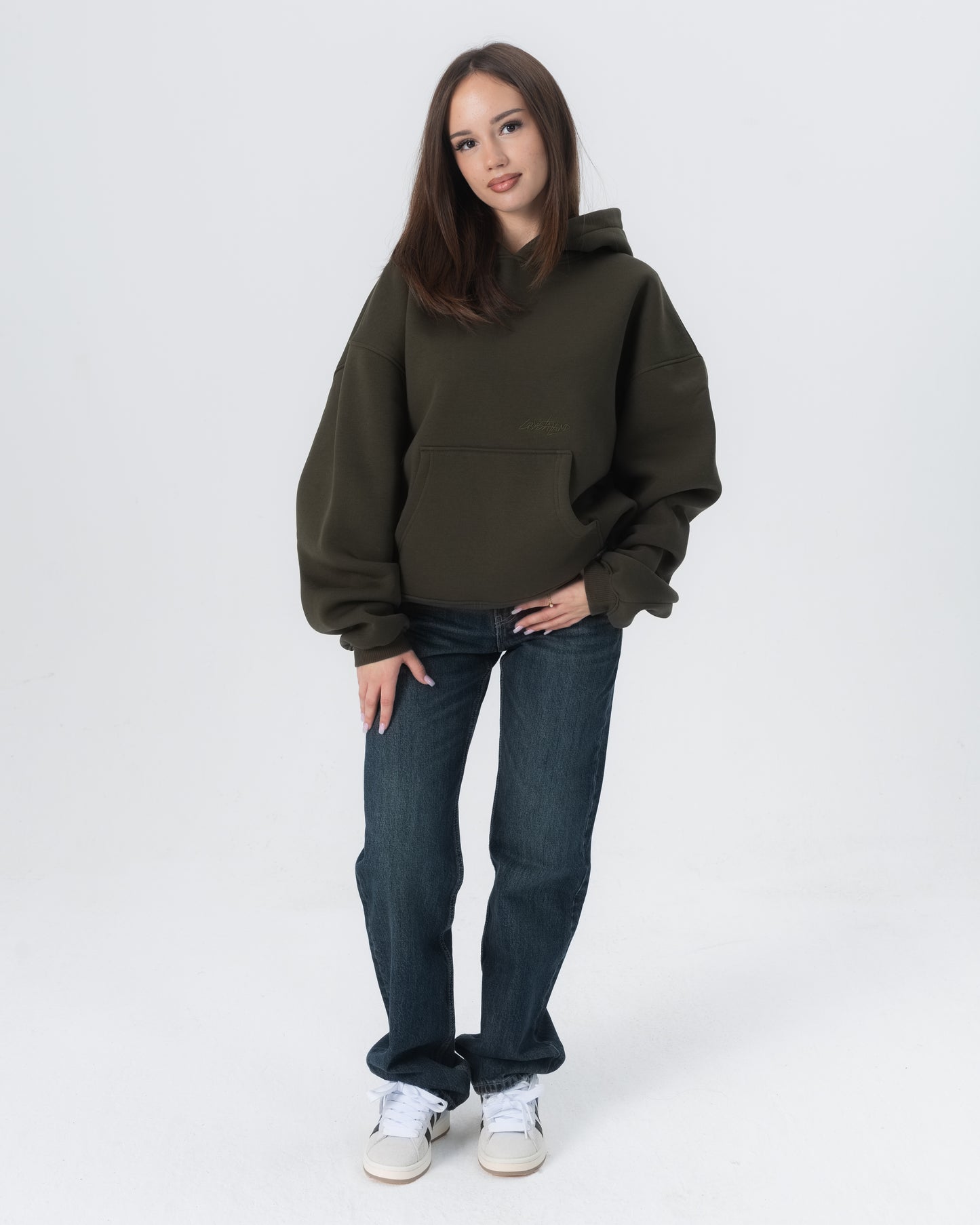 CRYSTALAND ESSENTIAL KHAKI HOODIE