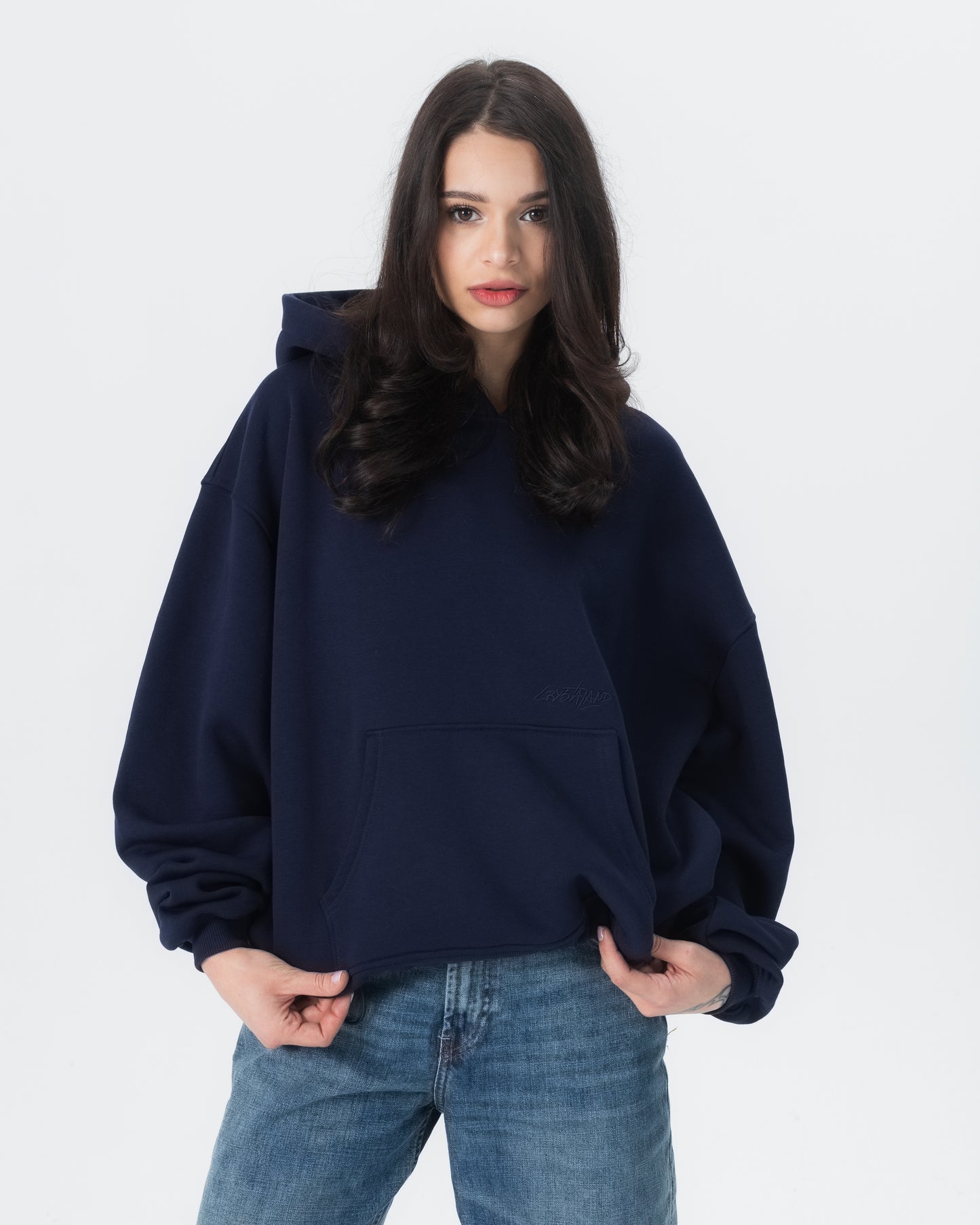 CRYSTALAND ESSENTIAL DARK NAVY HOODIE