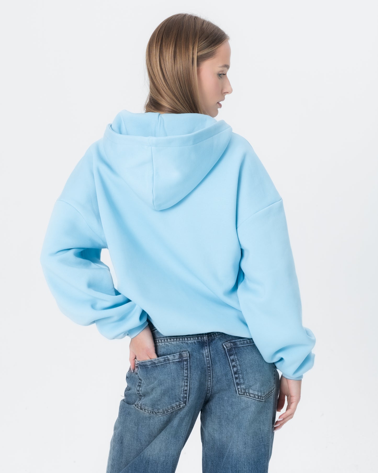 CRYSTALAND ESSENTIAL BABY BLUE ZIP HOODIE