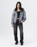 CRYSTALAND ESSENTIAL SILVER GREY ZIP HOODIE