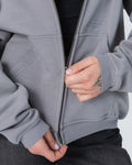 CRYSTALAND ESSENTIAL SILVER GREY ZIP HOODIE