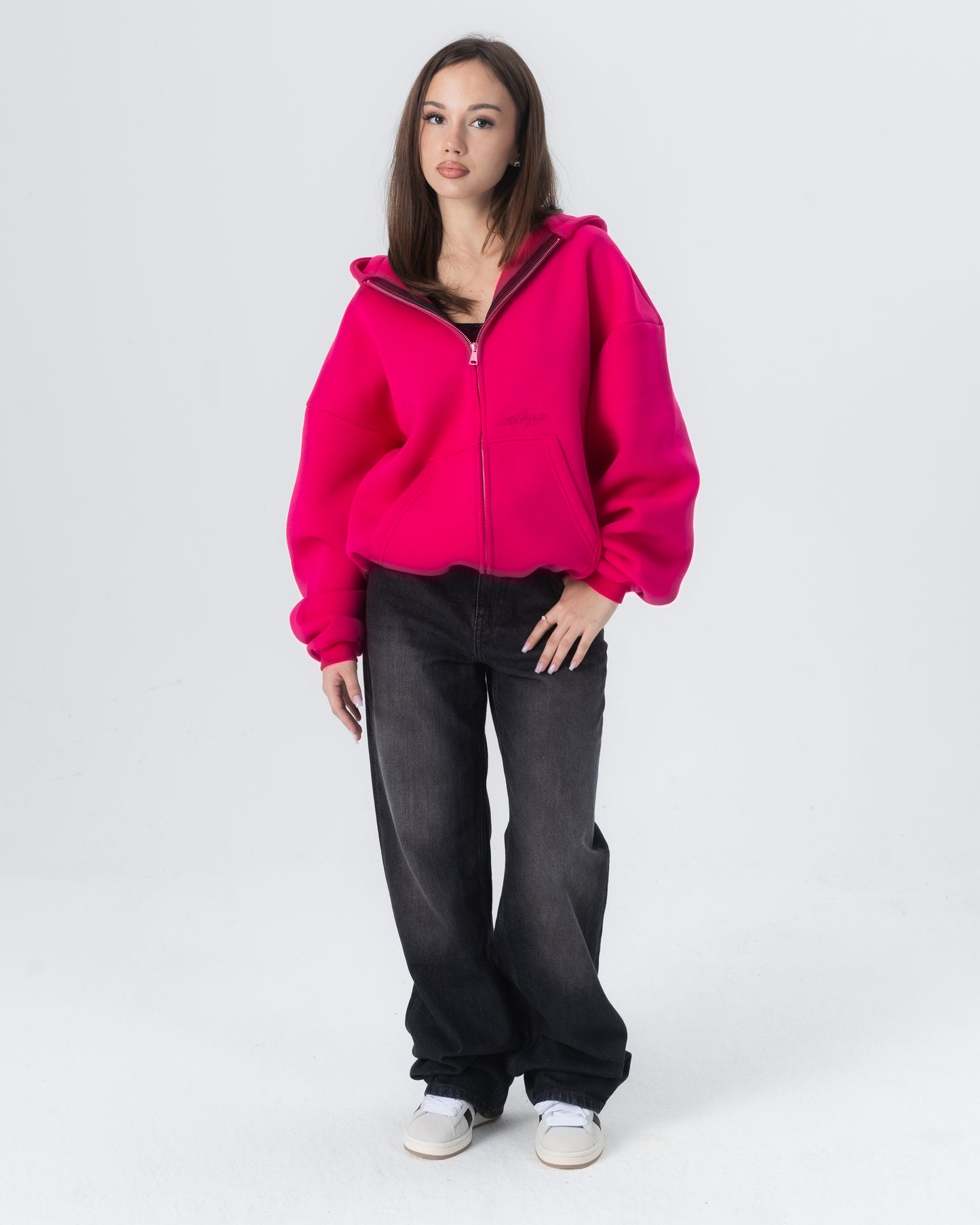 CRYSTALAND ESSENTIAL HOT PINK ZIP HOODIE