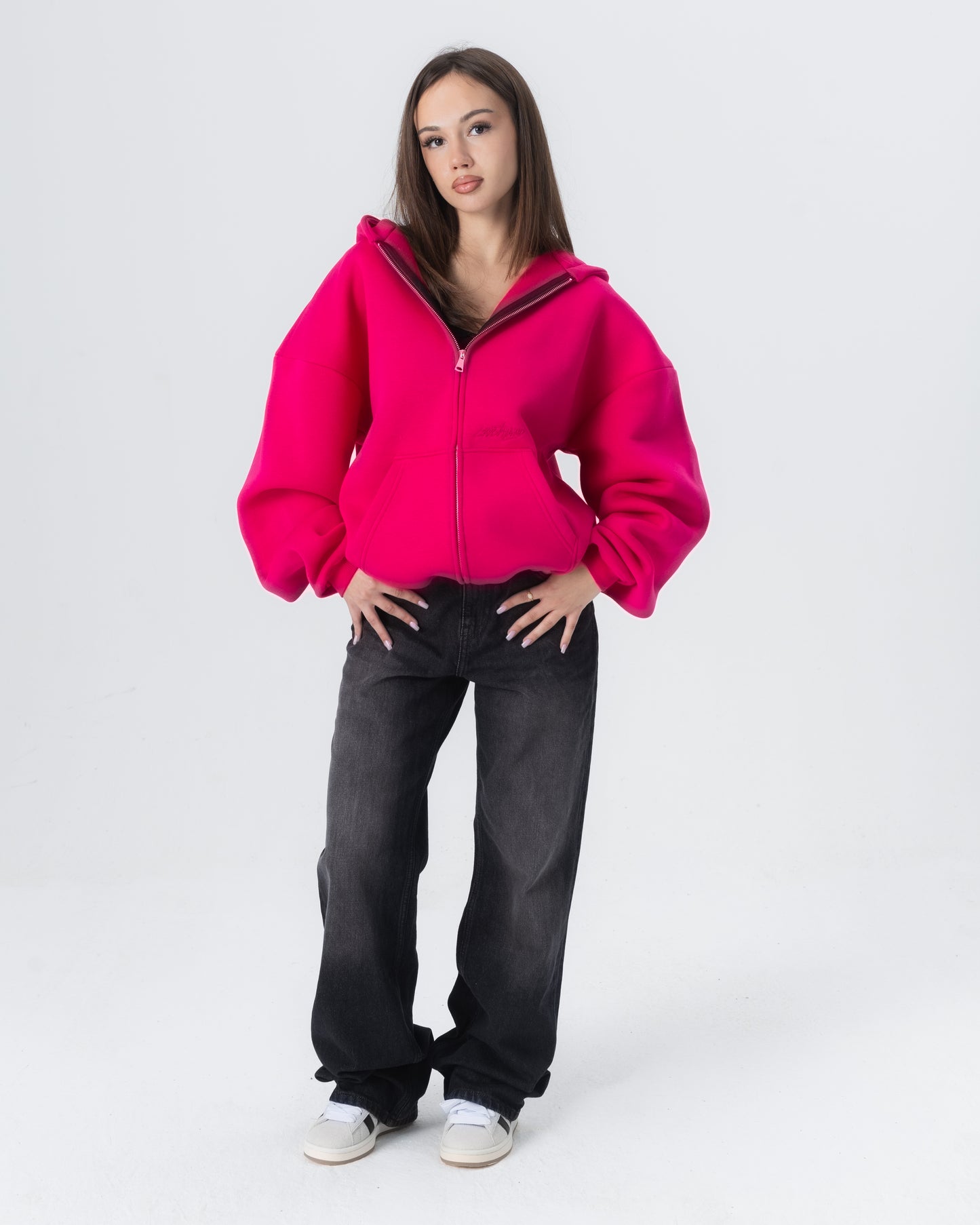 CRYSTALAND ESSENTIAL HOT PINK ZIP HOODIE