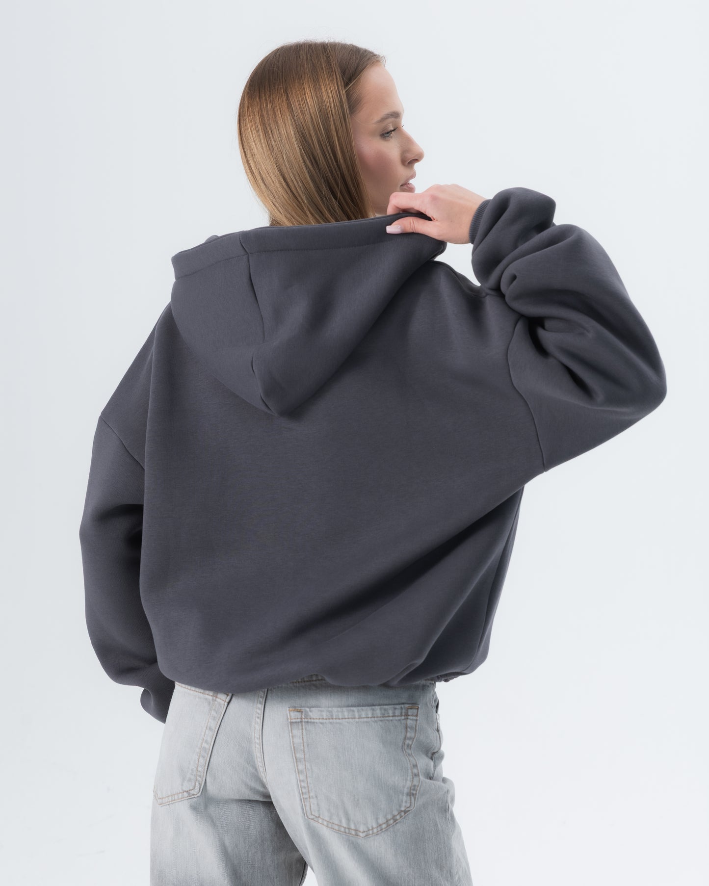 CRYSTALAND ESSENTIAL SHADOW GREY ZIP HOODIE