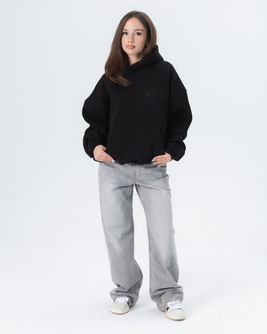 CRYSTALAND BASIC BLACK HOODIE