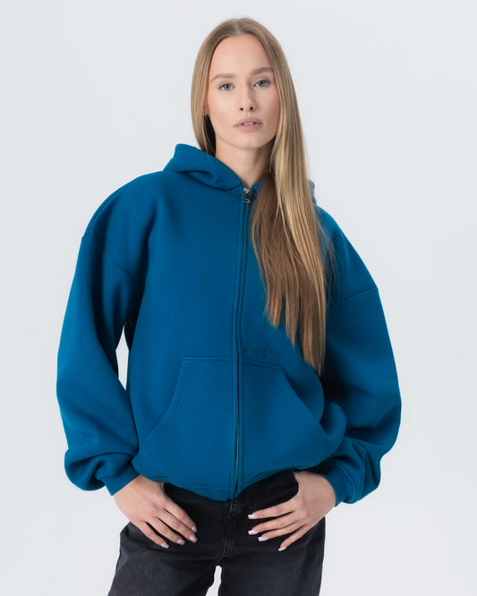 CRYSTALAND ESSENTIAL PETROL ZIP HOODIE