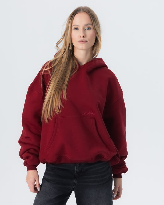 CRYSTALAND ESSENTIAL BURGUNDY HOODIE