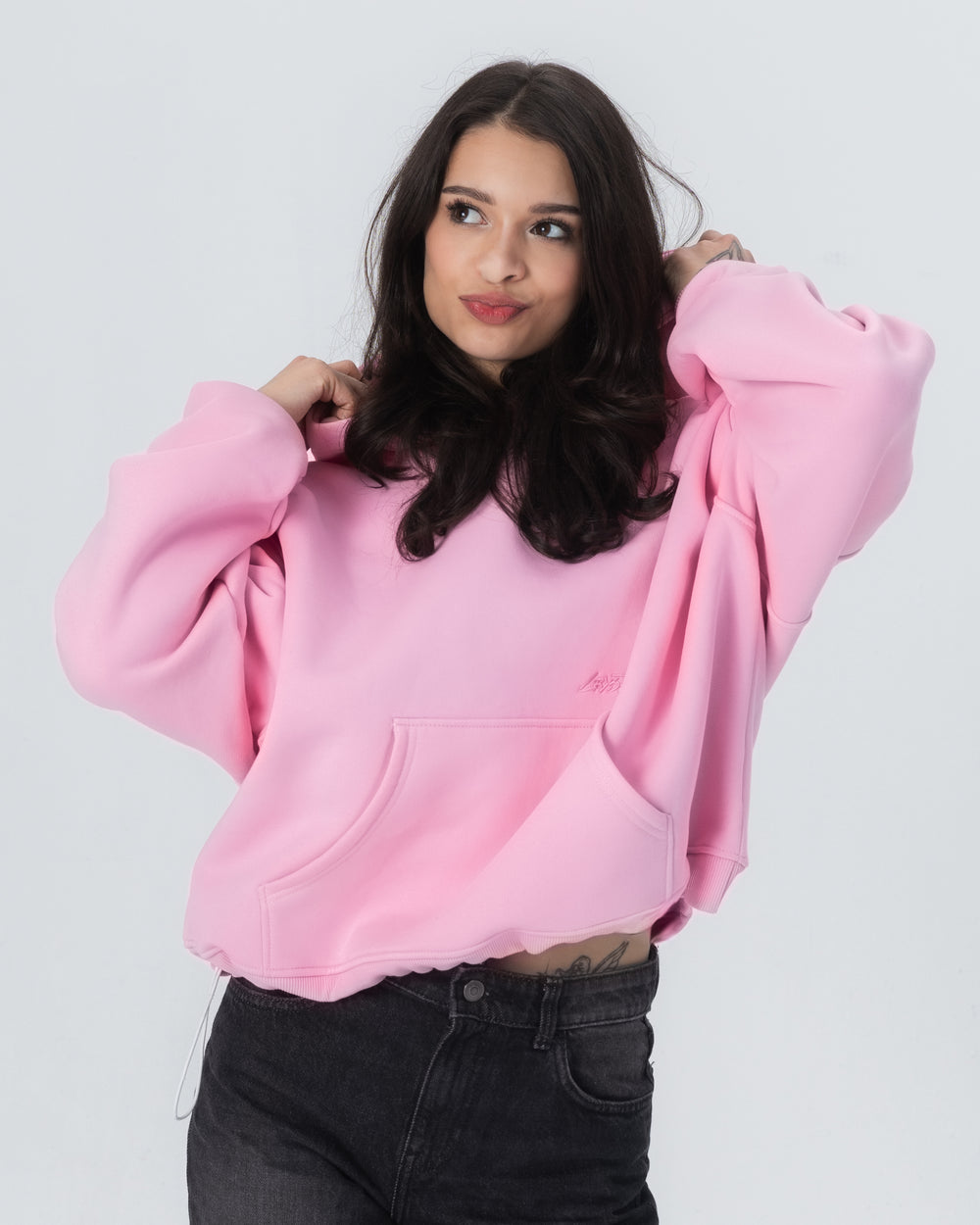 CRYSTALAND ESSENTIAL BABY PINK HOODIE