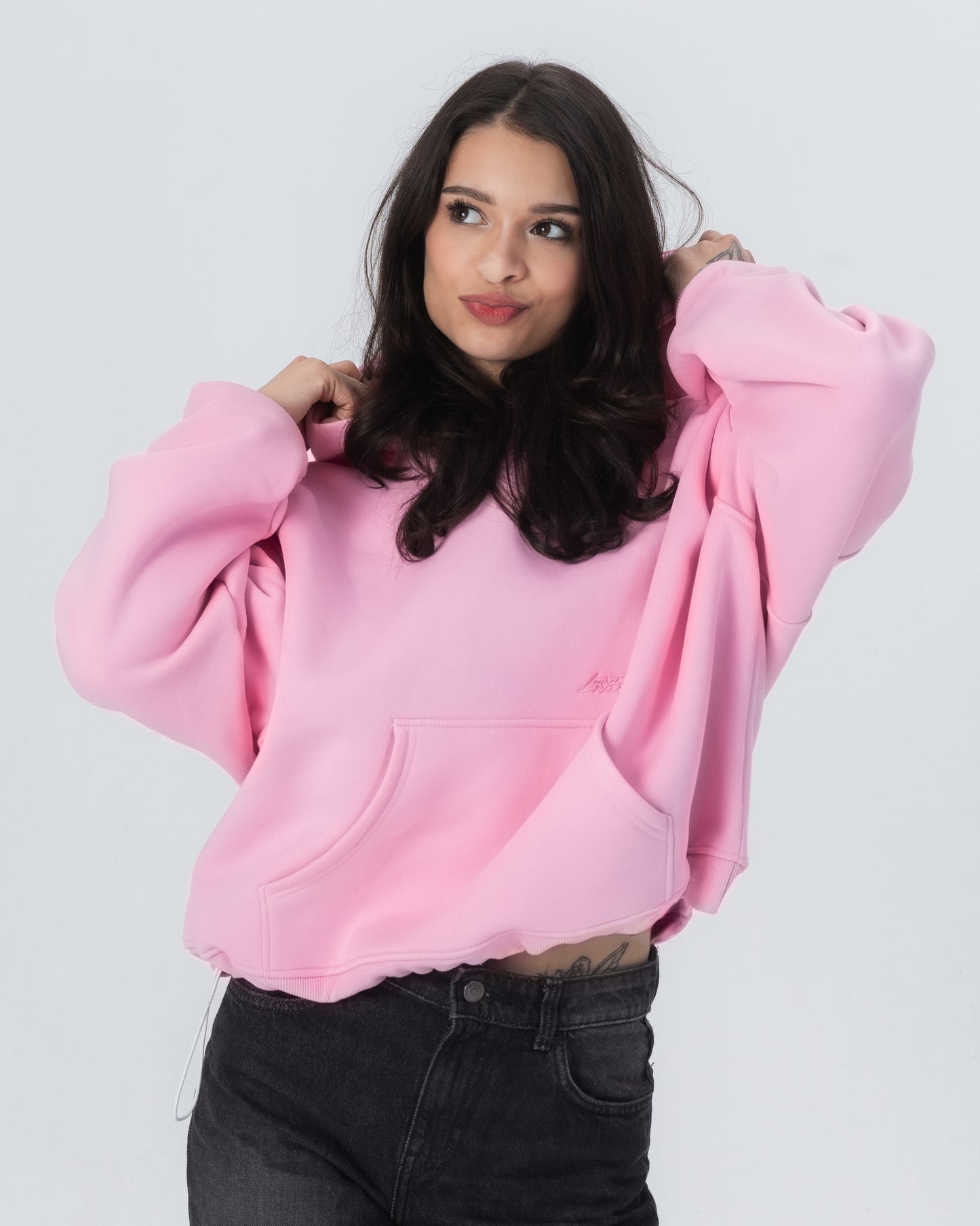 CRYSTALAND ESSENTIAL BABY PINK HOODIE