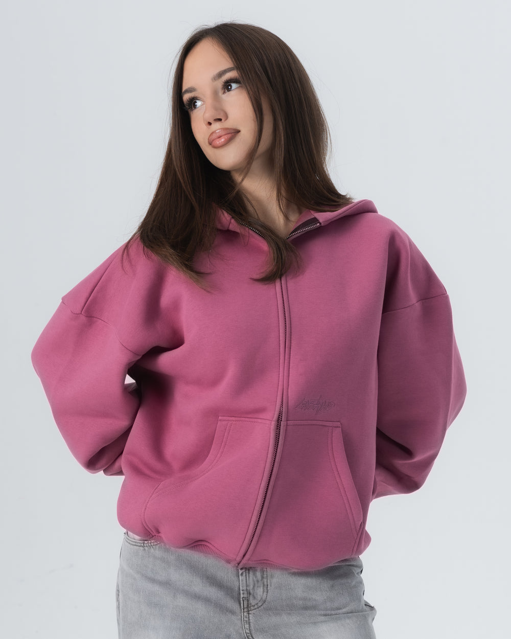 CRYSTALAND ESSENTIAL DUSTY ROSE  ZIP HOODIE