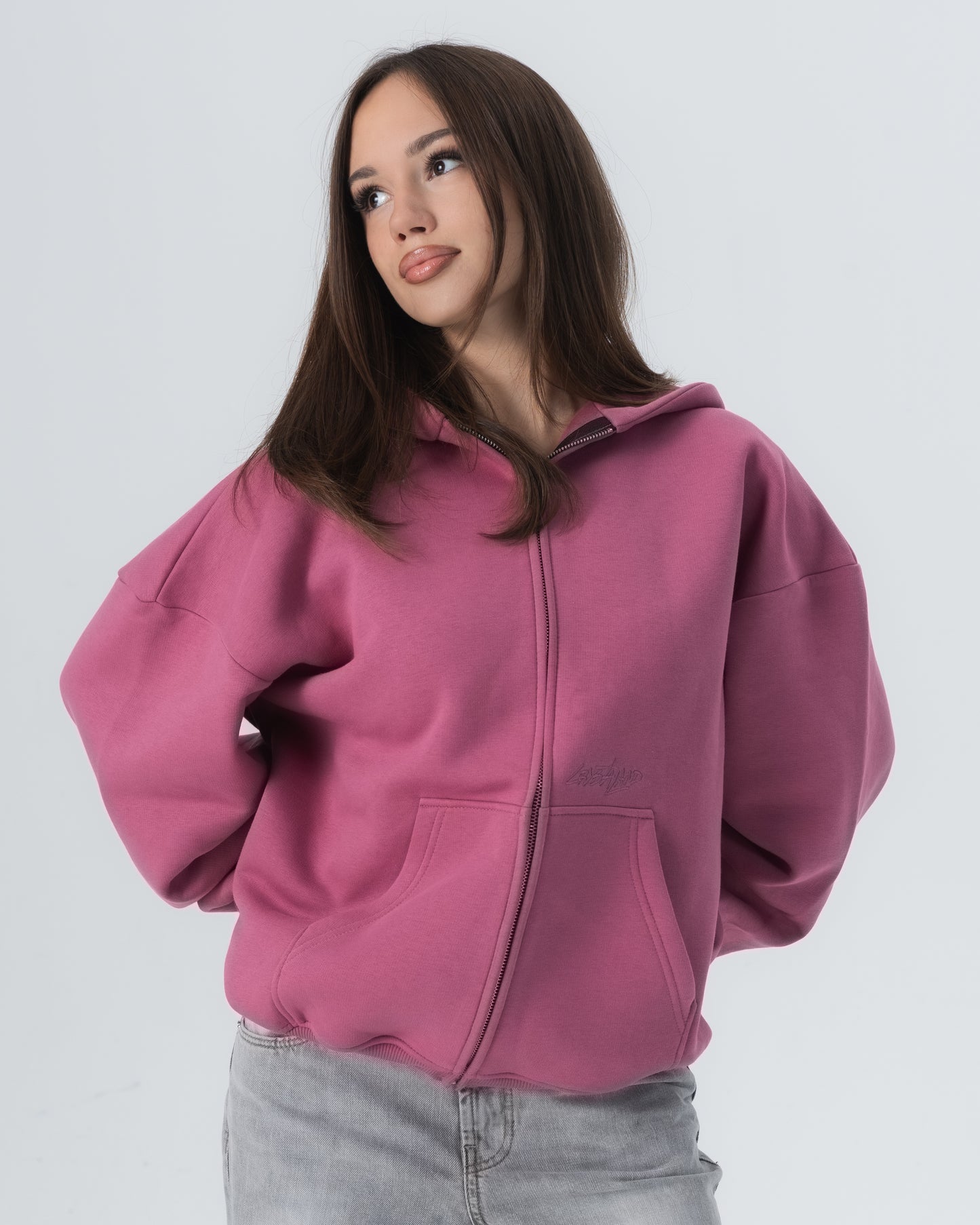 CRYSTALAND ESSENTIAL DUSTY ROSE  ZIP HOODIE
