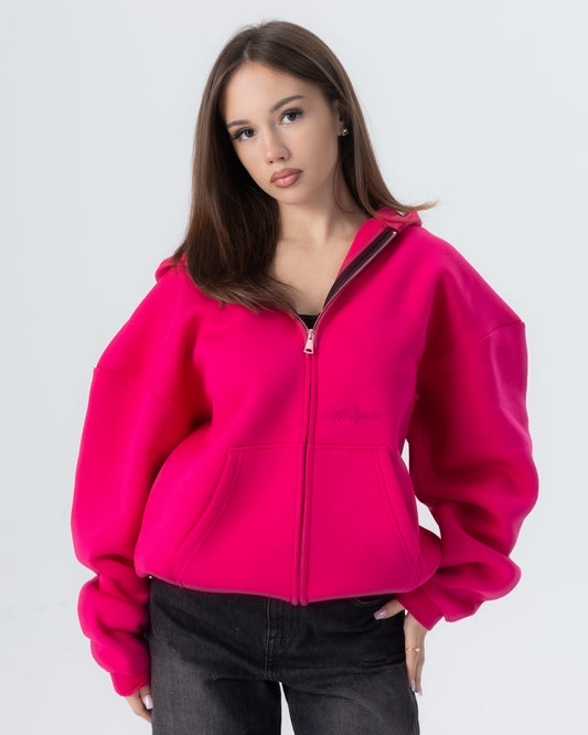 CRYSTALAND ESSENTIAL HOT PINK ZIP HOODIE
