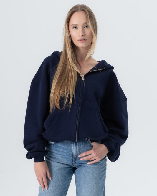 CRYSTALAND ESSENTIAL DARK NAVY ZIP HOODIE