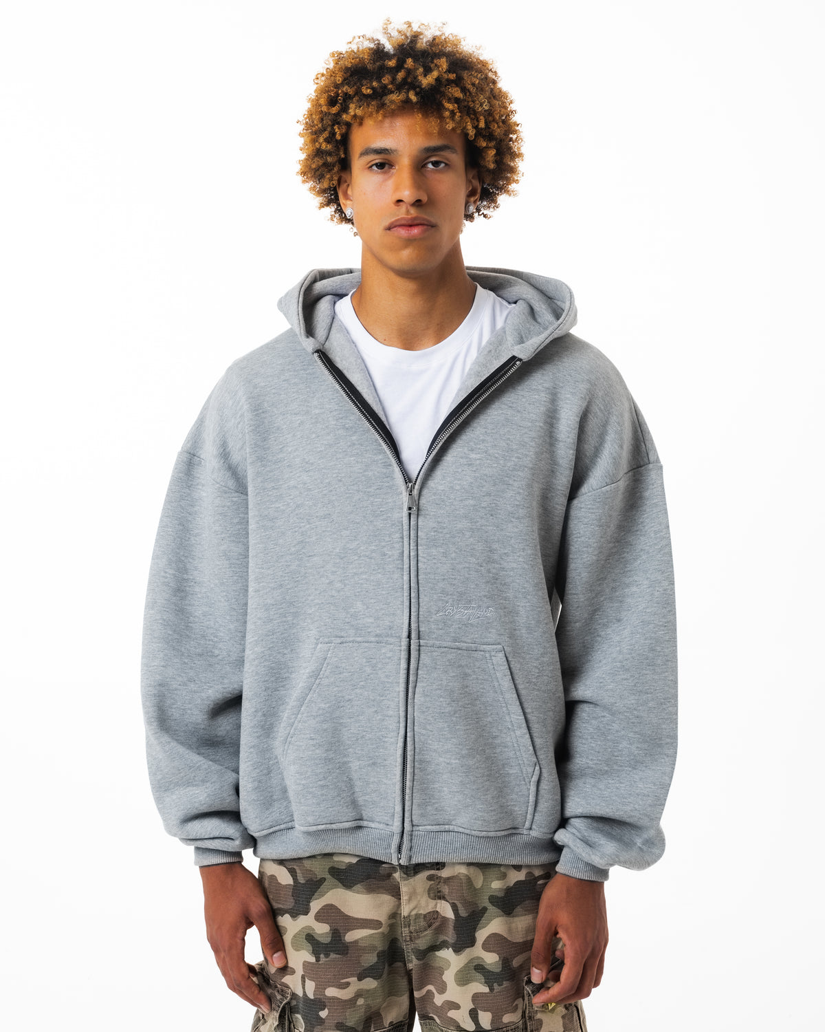 CRYSTALAND ESSENTIAL GREY ZIP HOODIE