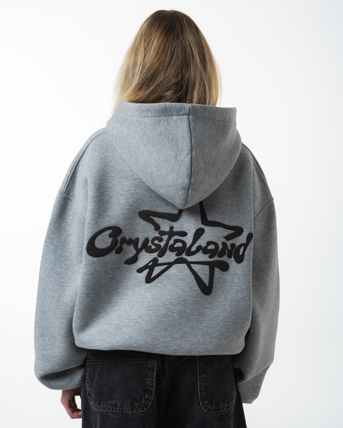CRYSTALAND STAR PUFF PRINT GREY HOODIE