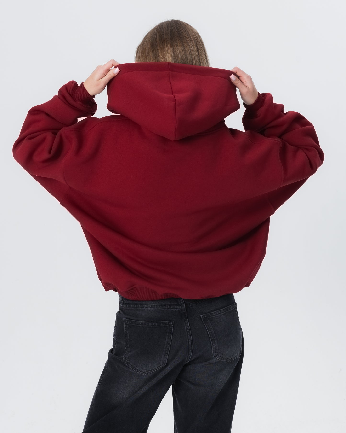 CRYSTALAND ESSENTIAL BURGUNDY HOODIE