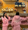 CRYSTALAND STAR PUFF PRINT BABY PINK HOODIE