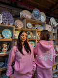 CRYSTALAND STAR PUFF PRINT BABY PINK HOODIE