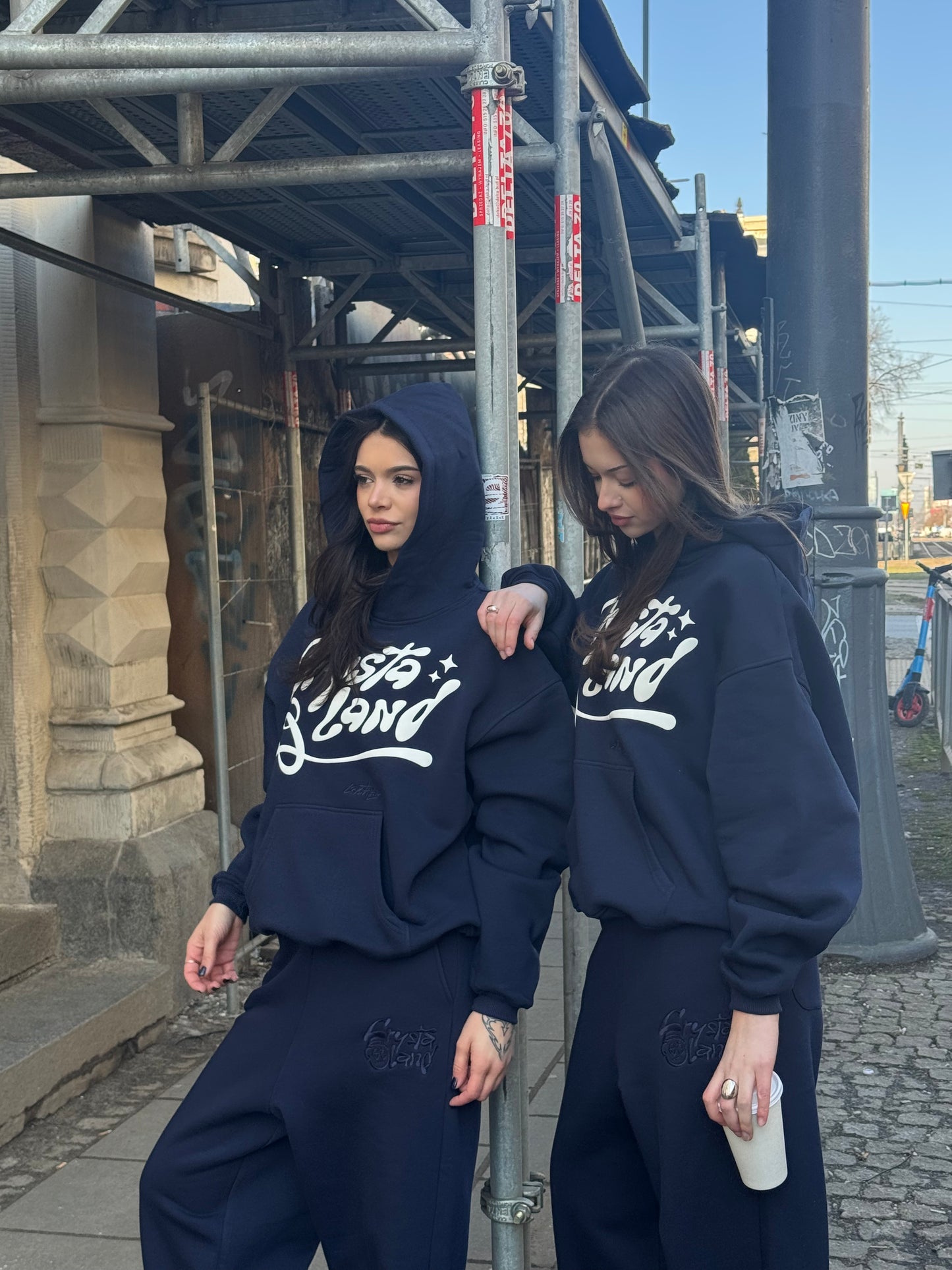 CRYSTALAND PUFF PRINT DARK NAVY HOODIE