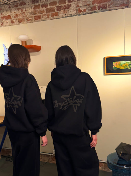 CRYSTALAND STAR PUFF PRINT BLACK HOODIE