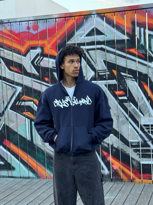 CRYSTALAND DARK NAVY ZIP UP HOODIE