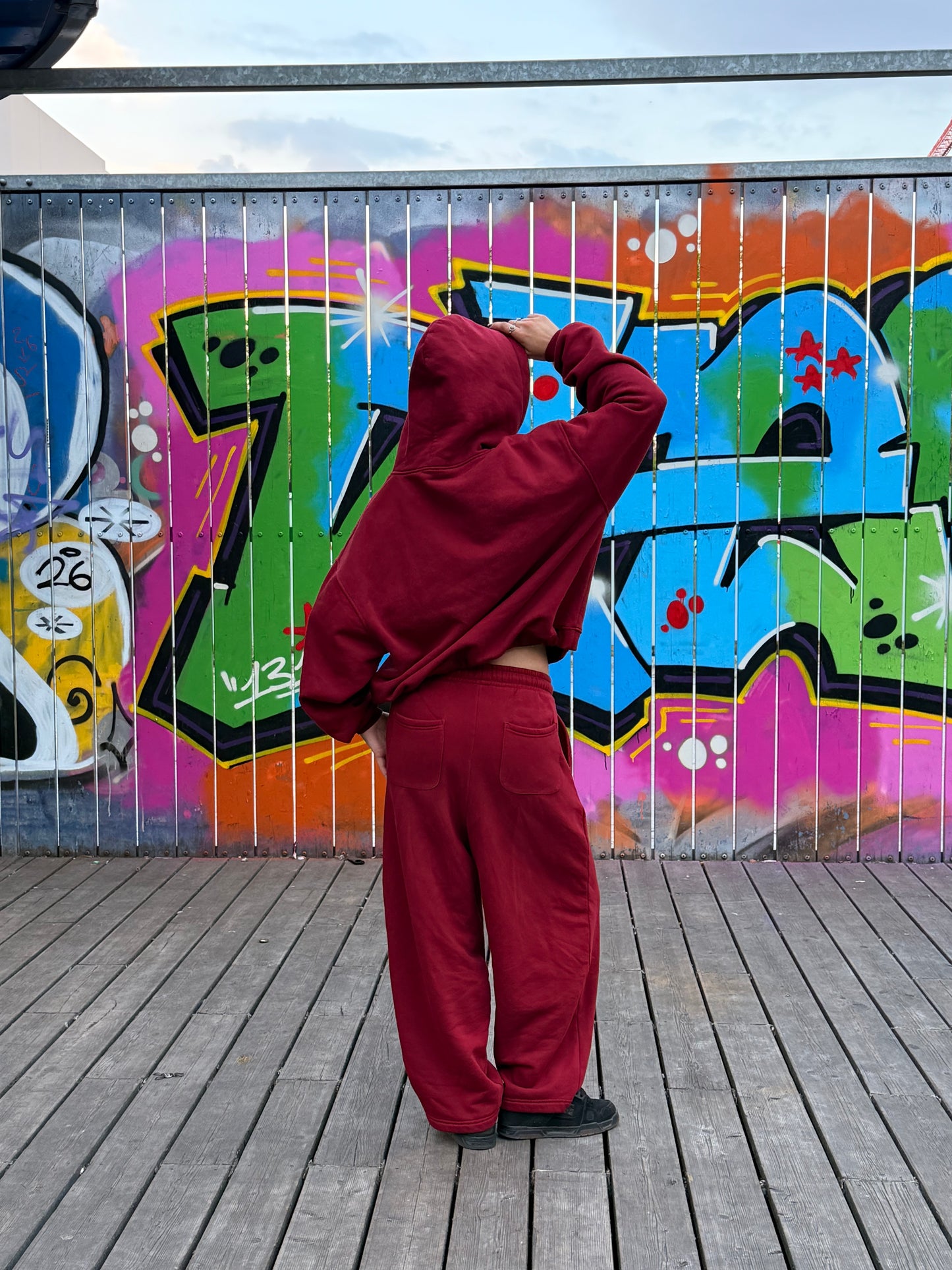 CRYSTALAND PUFF PRINT BURGUNDY HOODIE