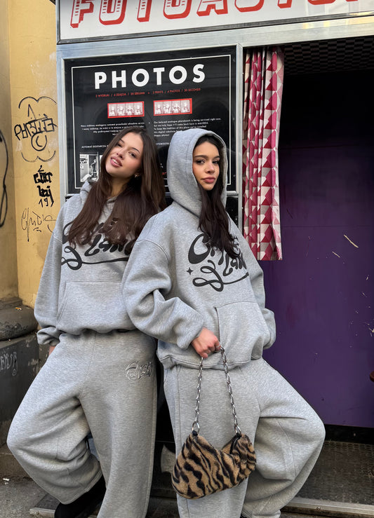CRYSTALAND PUFF PRINT GREY HOODIE