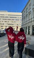 CRYSTALAND STAR PUFF PRINT BURGUNDY HOODIE