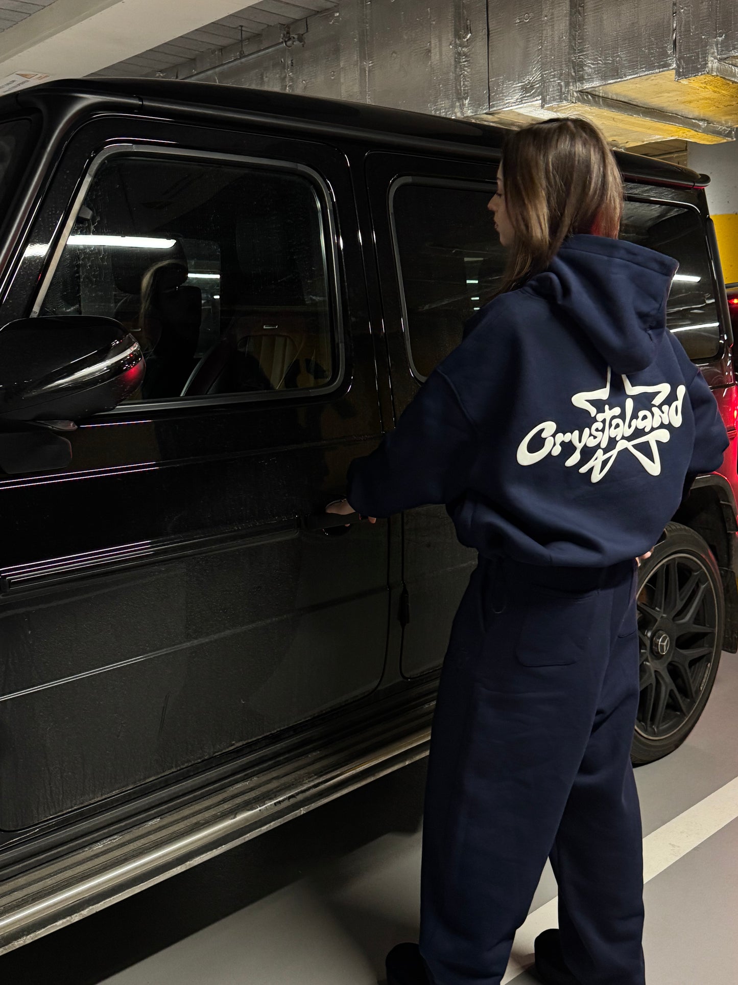 CRYSTALAND STAR PUFF PRINT NAVY HOODIE