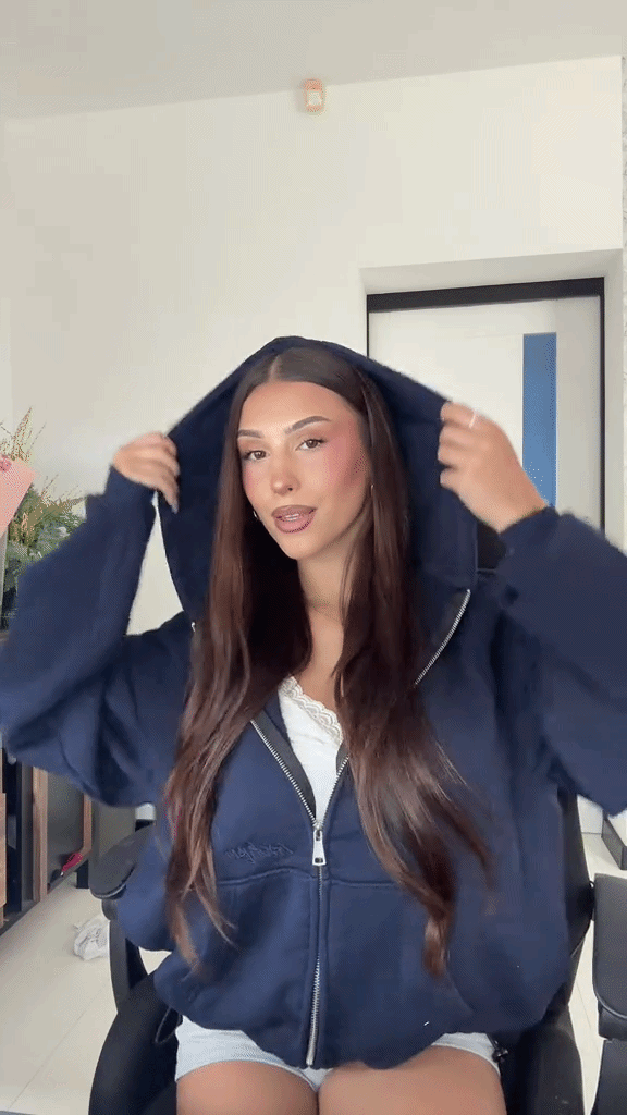 CRYSTALAND ESSENTIAL DARK NAVY ZIP HOODIE
