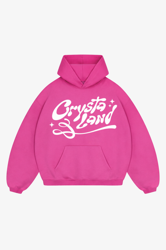 CRYSTALAND PUFF PRINT HOT PINK HOODIE