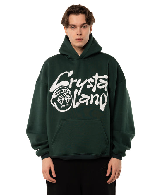 CRYSTALAND FOREST GREEN HOODIE