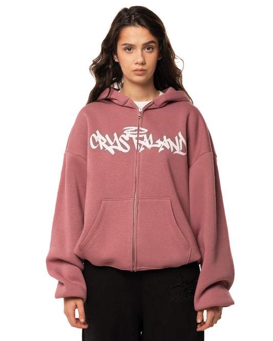 CRYSTALAND DUSTY ROSE ZIP UP HOODIE