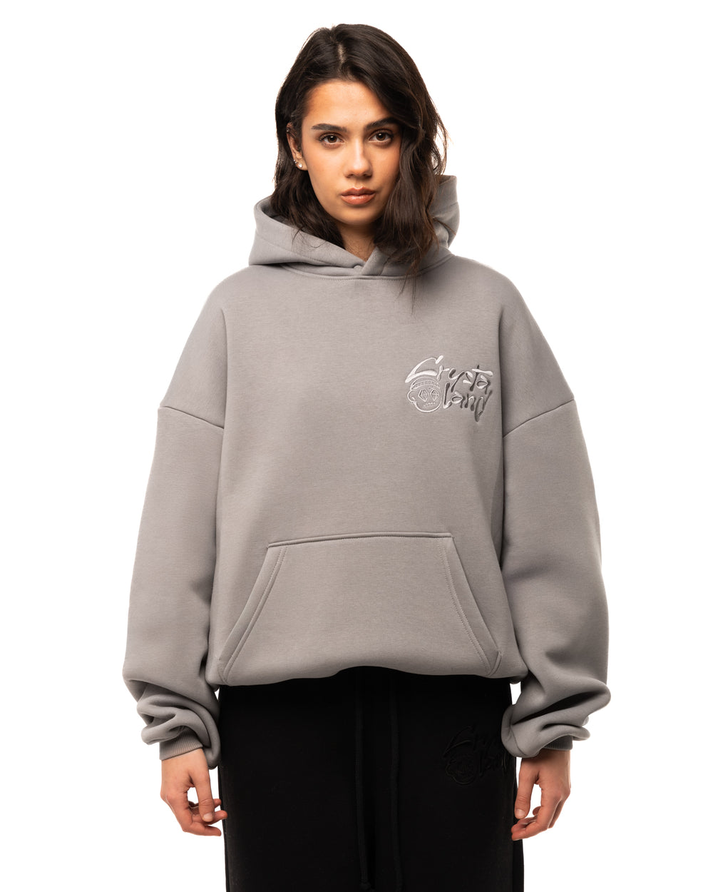 CRYSTALAND BASIC SILVER GREY HOODIE